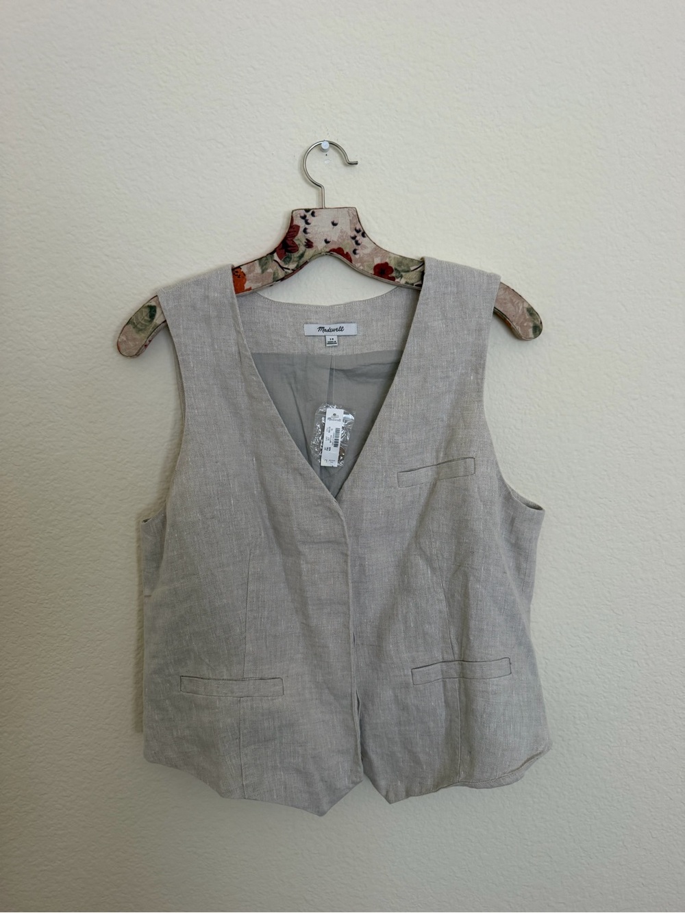 Madewell Neutral Linen-Blend Tailored Vest - Light Beige